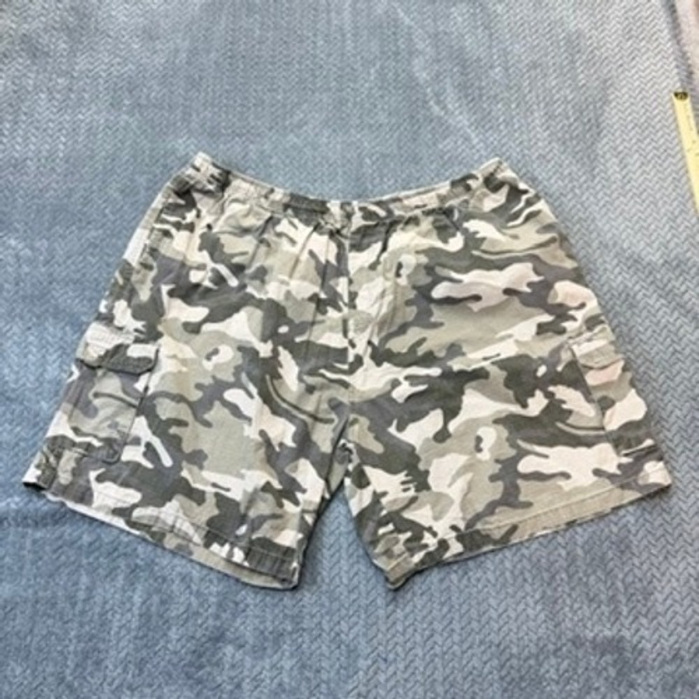 Big Dogs Cargo Shorts Mens 3X Camo Green Brown Cotton Ripstop Elastic Waistband